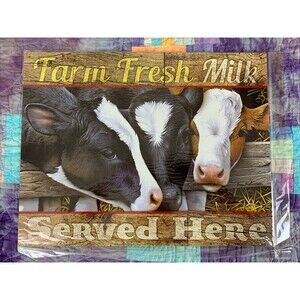 Farm Fresh Milk Served Here 16x12.5 Tin Sign Crunchy Raw Milk Natural Clean